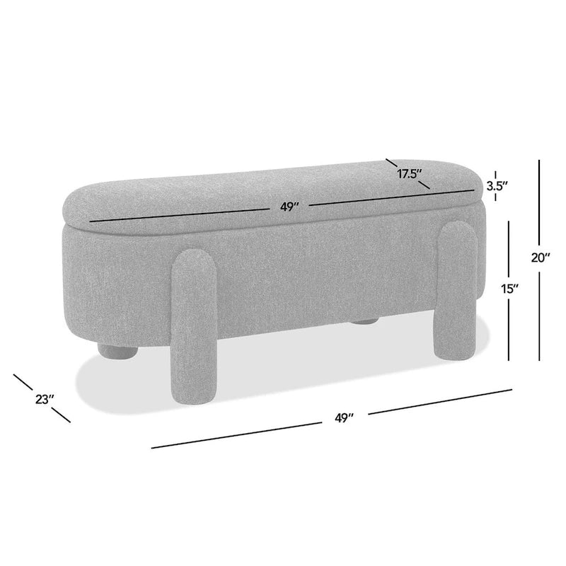49 Boucle Fully Upholstered Oval Storage Bench