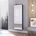 Wall Mounted Shoe Rack With Mirror, Single Door, Black Wengue Finish