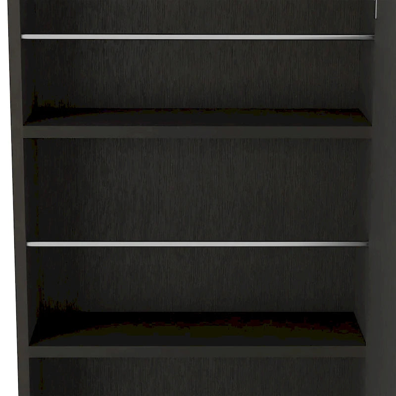 Wall Mounted Shoe Rack With Mirror, Single Door, Black Wengue Finish