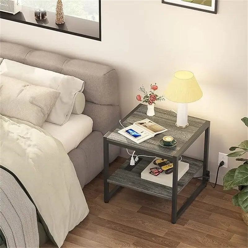 End Table with Charging Station - 20D x 20W x 20.7H