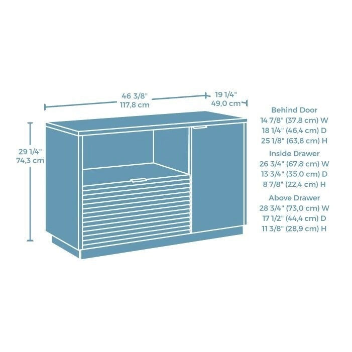 Small Office Credenza with Drawer and Adjustable Shelf