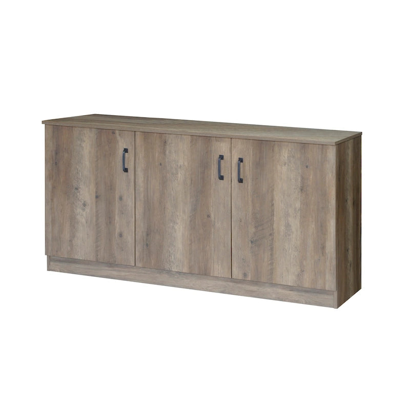 3-Door Credenza Storage Cabinet with Interior Shelves