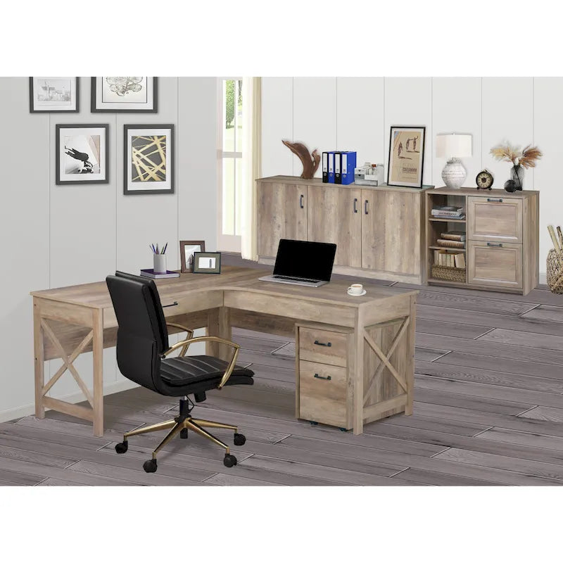 3-Door Credenza Storage Cabinet with Interior Shelves