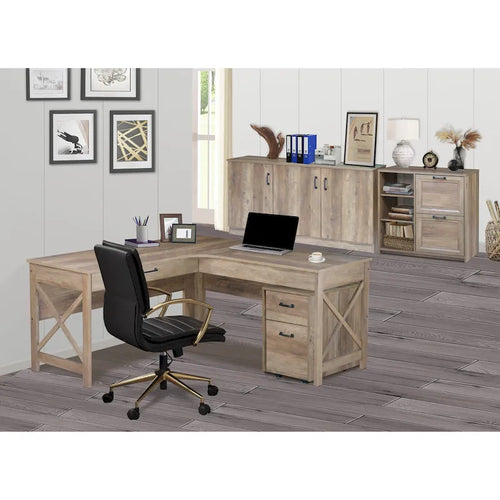 3-Door Credenza Storage Cabinet with Interior Shelves