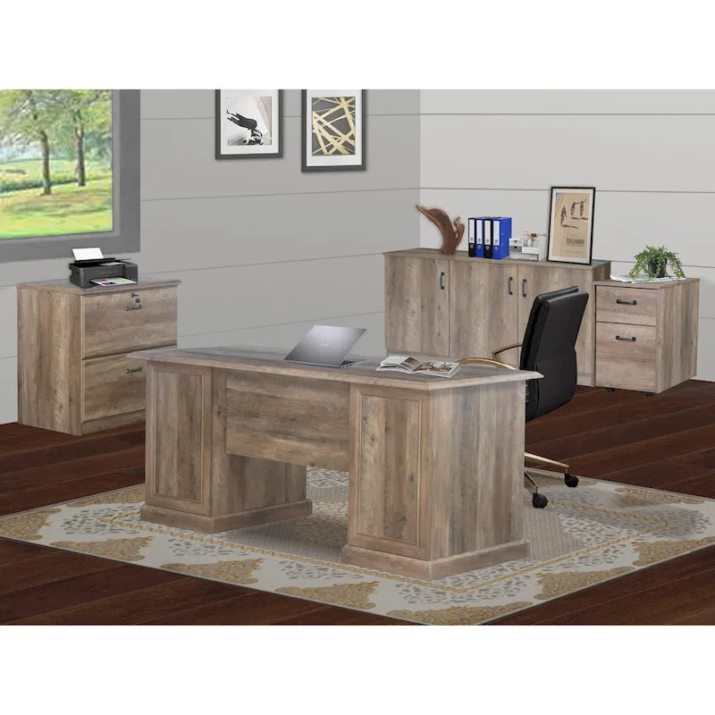 3-Door Credenza Storage Cabinet with Interior Shelves