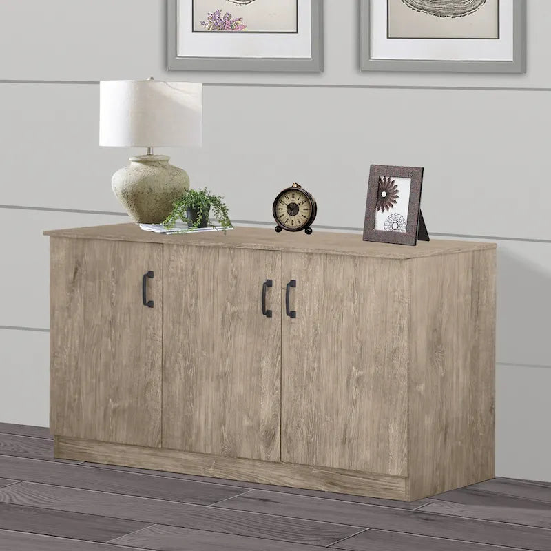 3-Door Credenza Storage Cabinet with Interior Shelves