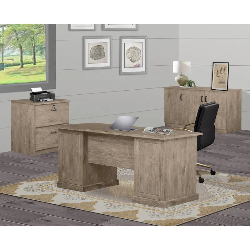 3-Door Credenza Storage Cabinet with Interior Shelves