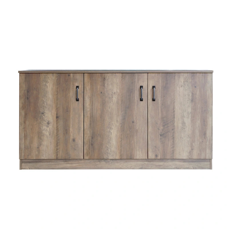 3-Door Credenza Storage Cabinet with Interior Shelves
