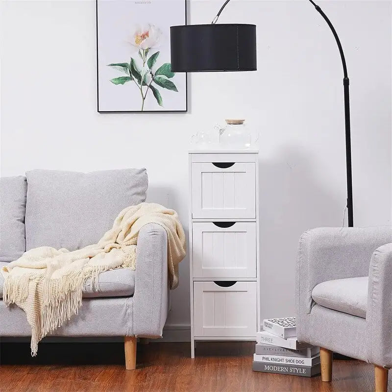 Bathroom Storage Cabinet with Three Removable Drawers