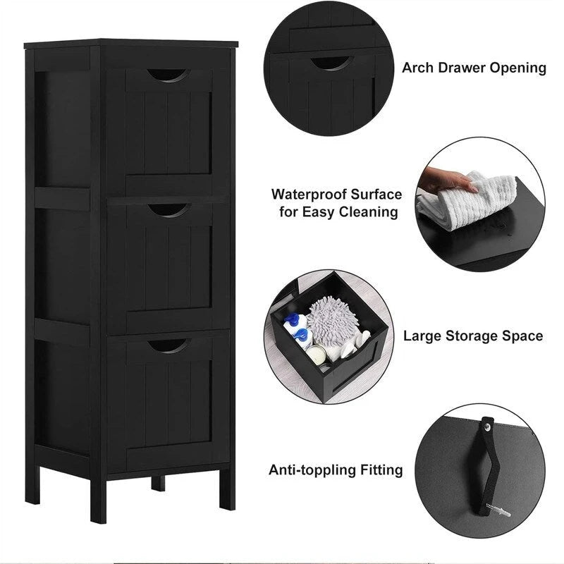 Bathroom Storage Cabinet with Three Removable Drawers