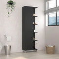 Mirror Linen Cabinet, Four Interior Shelves, Five External Shelves -Black