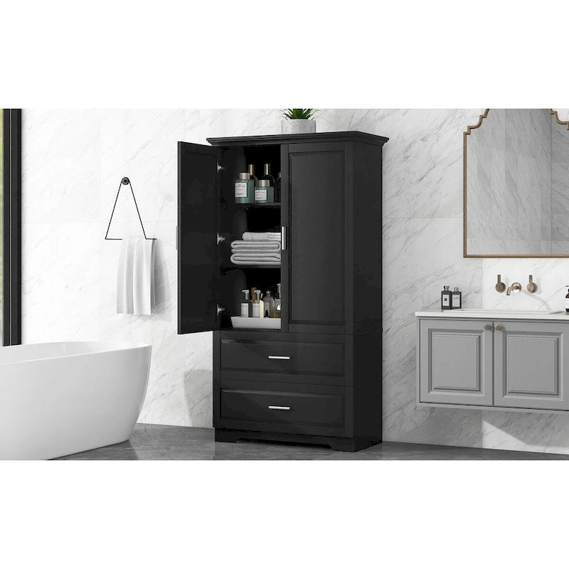 Tall Bathroom Storage Cabinet with Drawers and Shelf