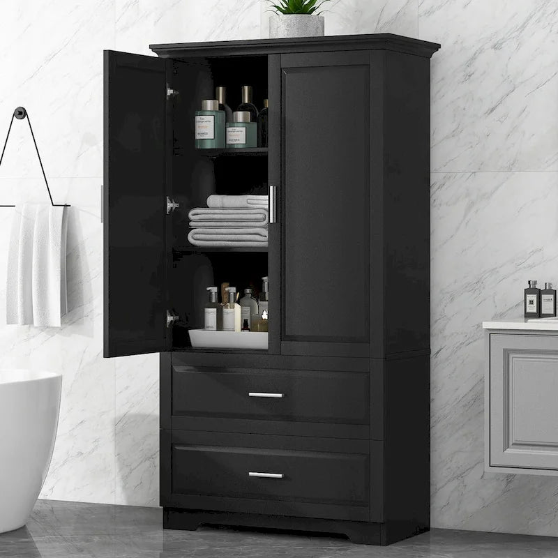 Tall Bathroom Storage Cabinet with Drawers and Shelf