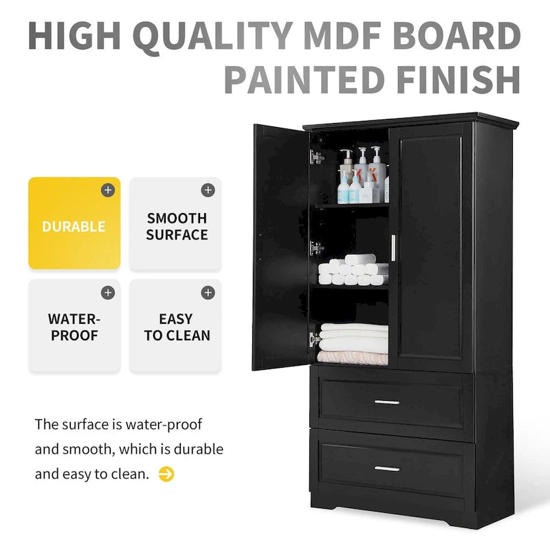 Tall Bathroom Storage Cabinet with Drawers and Shelf