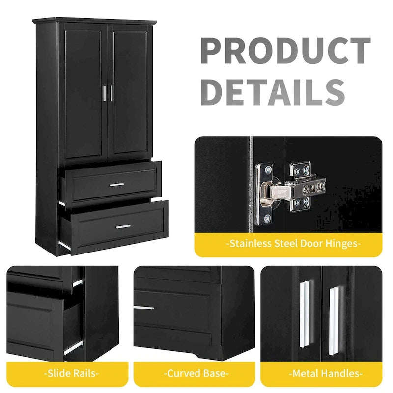 Tall Bathroom Storage Cabinet with Drawers and Shelf
